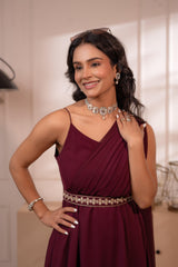 Wine Whispers One-Shoulder Gown-P1912MAROON