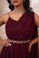 Wine Whispers One-Shoulder Gown-P1912MAROON