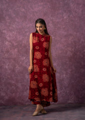 Women's Fuchsia Floral Printed Kurta with Pant Set