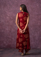 Women's Fuchsia Floral Printed Kurta with Pant Set