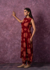 Women's Fuchsia Floral Printed Kurta with Pant Set