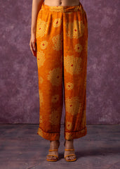 Women's Mustard Floral Printed Kurta with Pant Set
