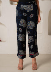 Women's Navy Floral Printed Kurta with Pant Set