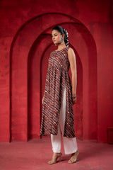Women's Pink Ethnic Motif Printed Sleeveless Kurta