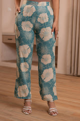 Women's Mint Floral Printed Co-ord Set with Button Details