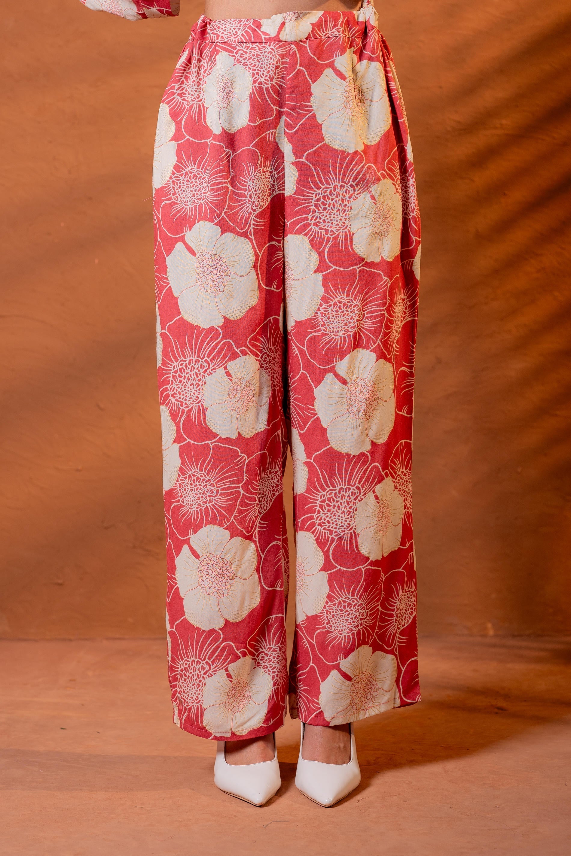 Women’s Relaxed Fit Floral Printed Co-ord Set - Pink | DesiQlo