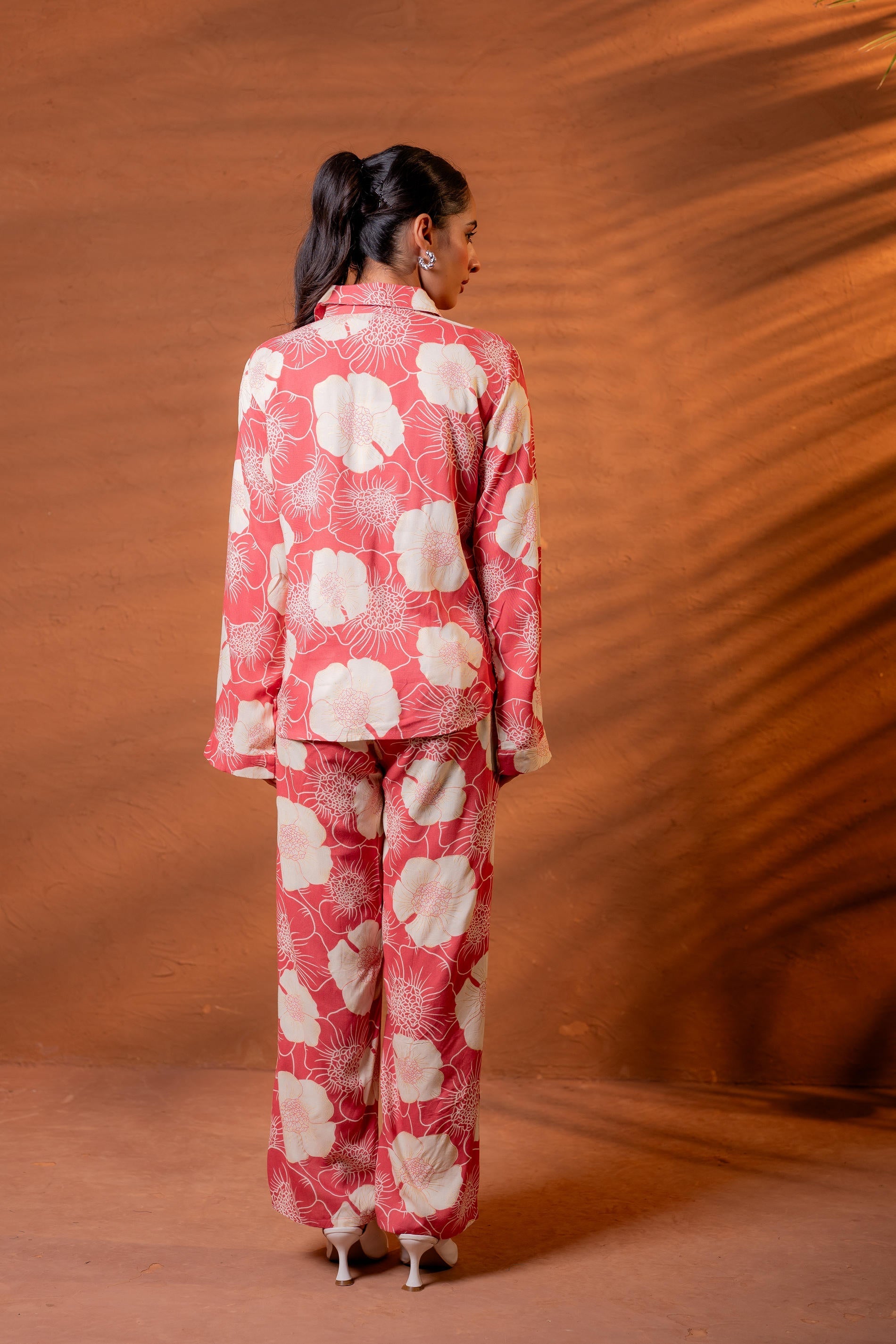 Women’s Relaxed Fit Floral Printed Co-ord Set - Pink | DesiQlo