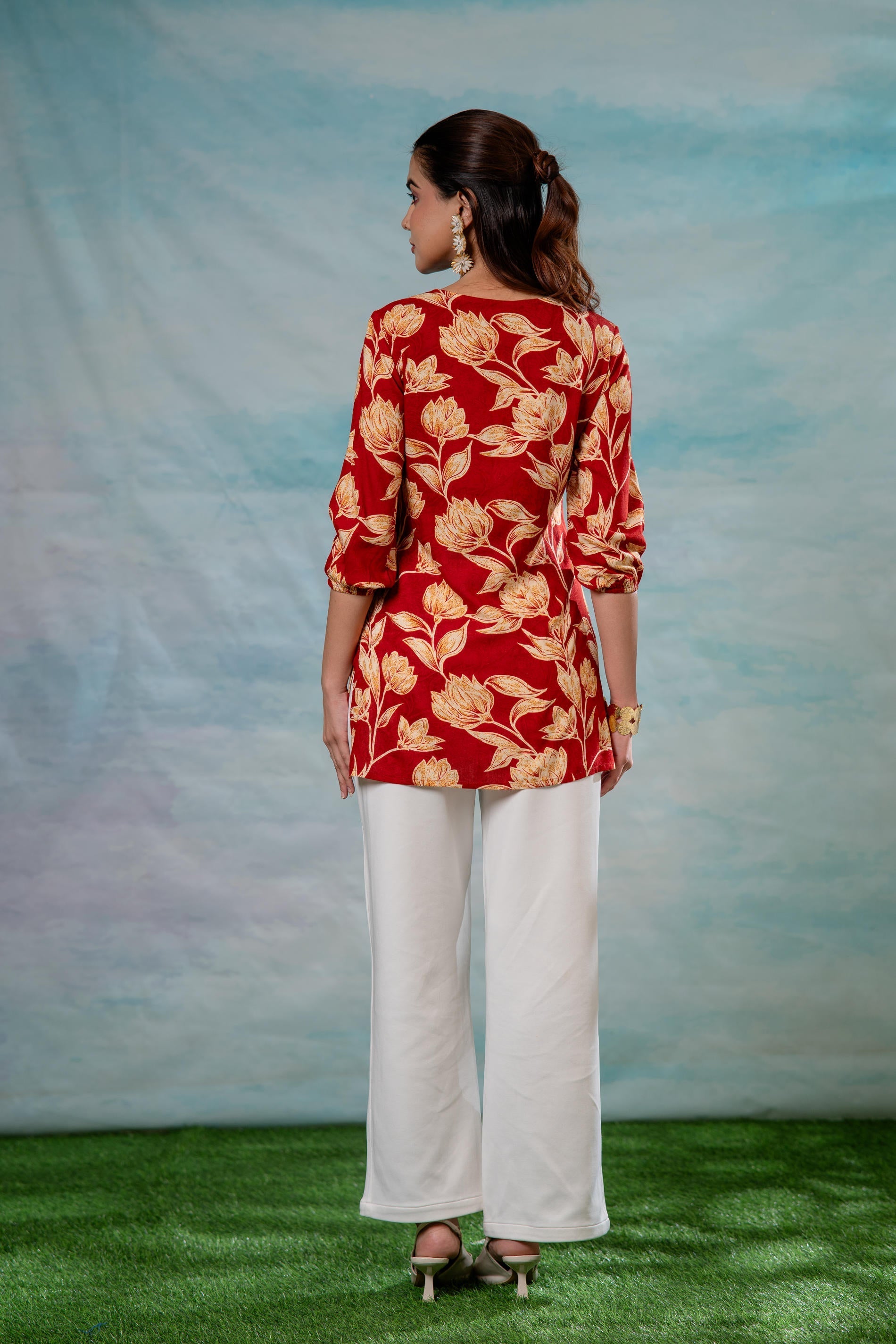 Pink Floral Printed Viscose Tunic | DesiQlo