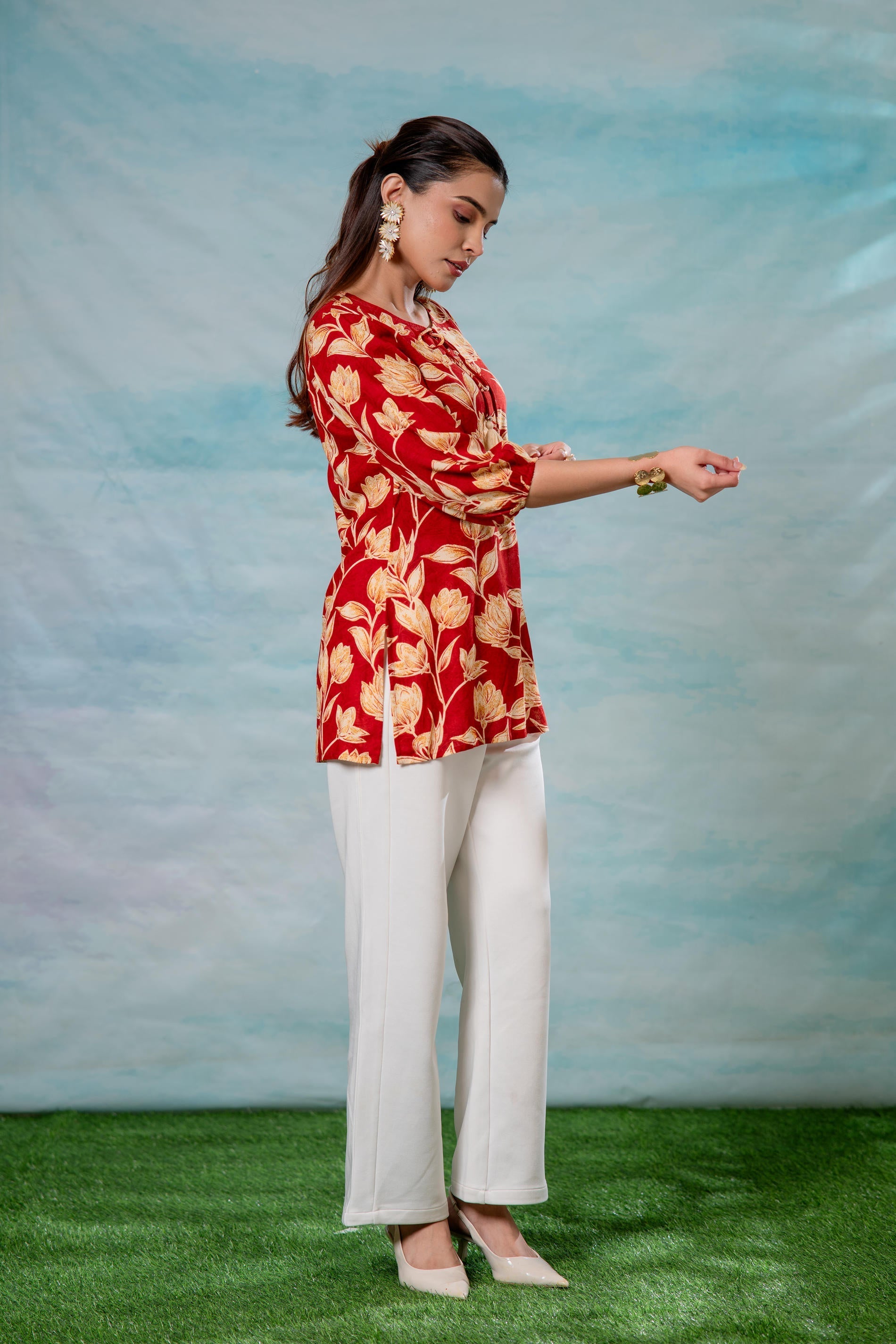 Pink Floral Printed Viscose Tunic | DesiQlo