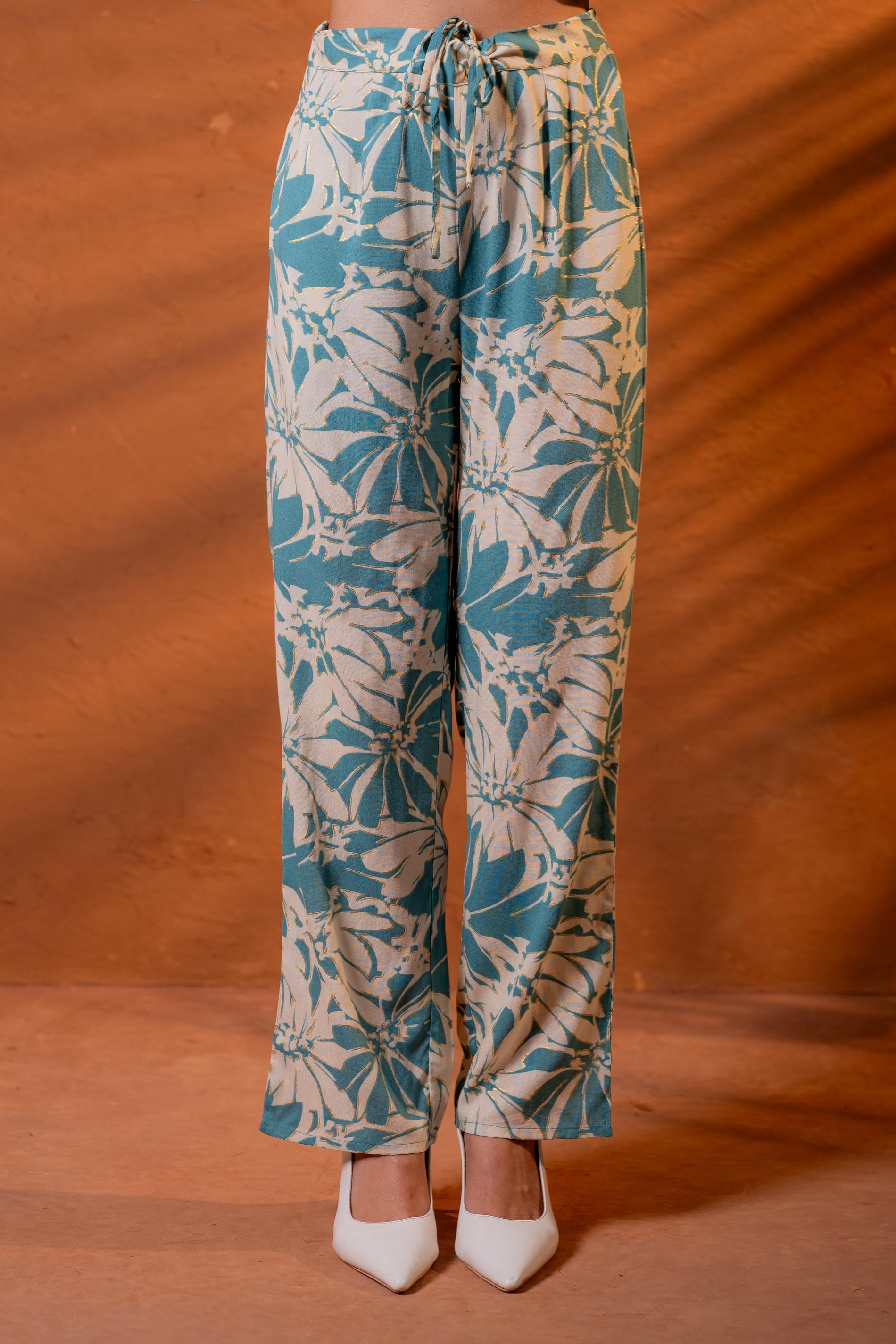 Women’s Relaxed Fit Floral Printed Co-ord Set - Mint | DesiQlo