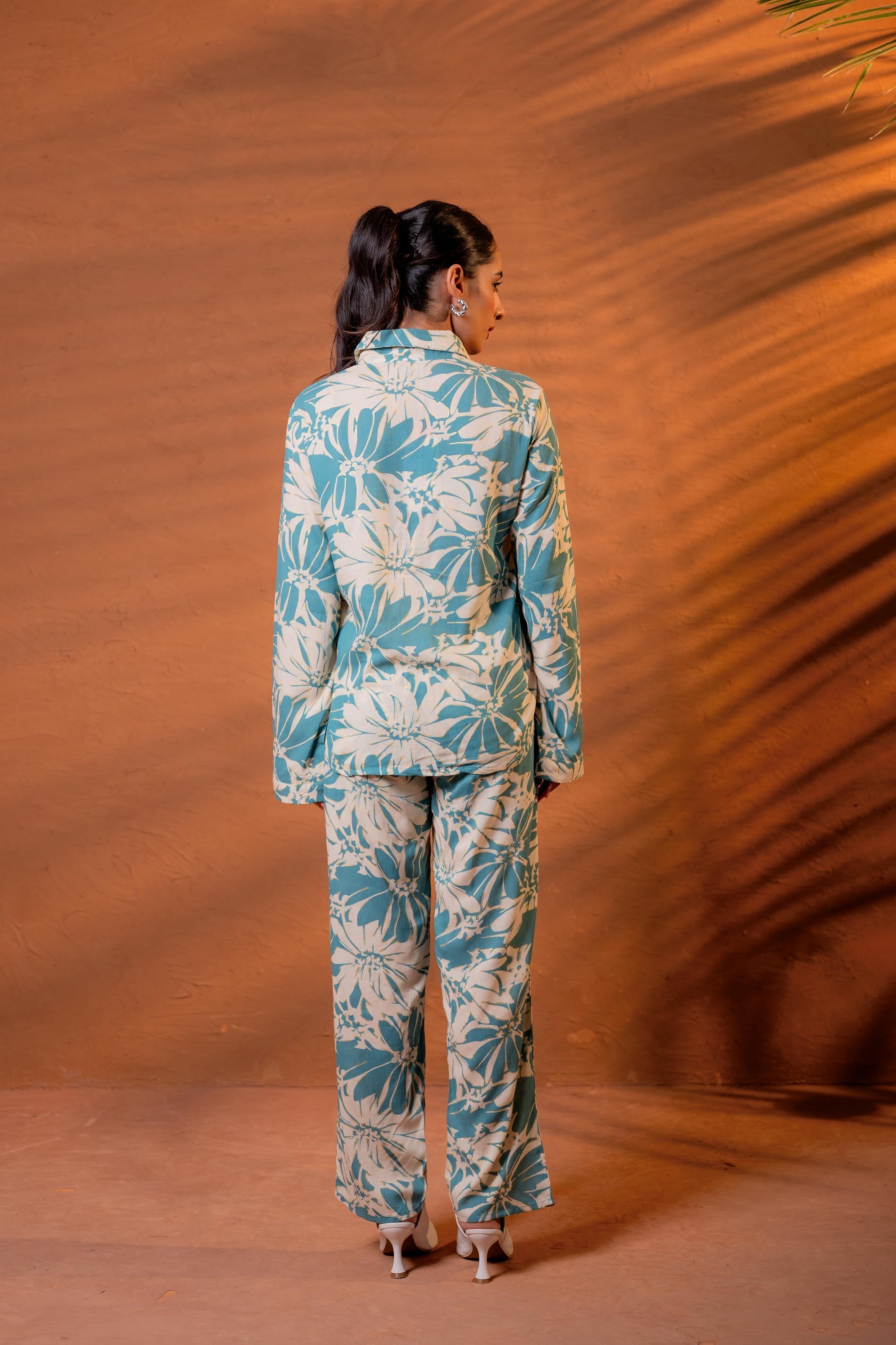 Women’s Relaxed Fit Floral Printed Co-ord Set - Mint | DesiQlo