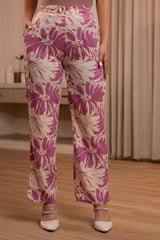 Purple Floral Printed Co-ord Set with Button Details