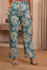 Mint Floral Printed Co-ord Set with Button Details