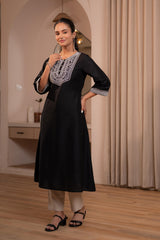 Noir Kashida Kurta-P1992BLACK