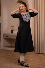 Noir Kashida Kurta-P1992BLACK