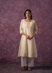 Ivory Glow Kurta Set with Subtle Zari Detailing-P1994IVORY