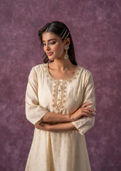 Ivory Glow Kurta Set with Subtle Zari Detailing-P1994IVORY