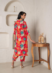 Floral Printed Straight Kurta Set