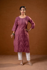 DustyPink Embroidered Kurta-P2016DUSTYPINK_ON
