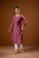 DustyPink Embroidered Kurta-P2016DUSTYPINK_ON
