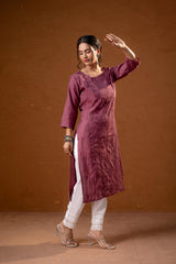 DustyPink Embroidered Kurta-P2016DUSTYPINK_ON