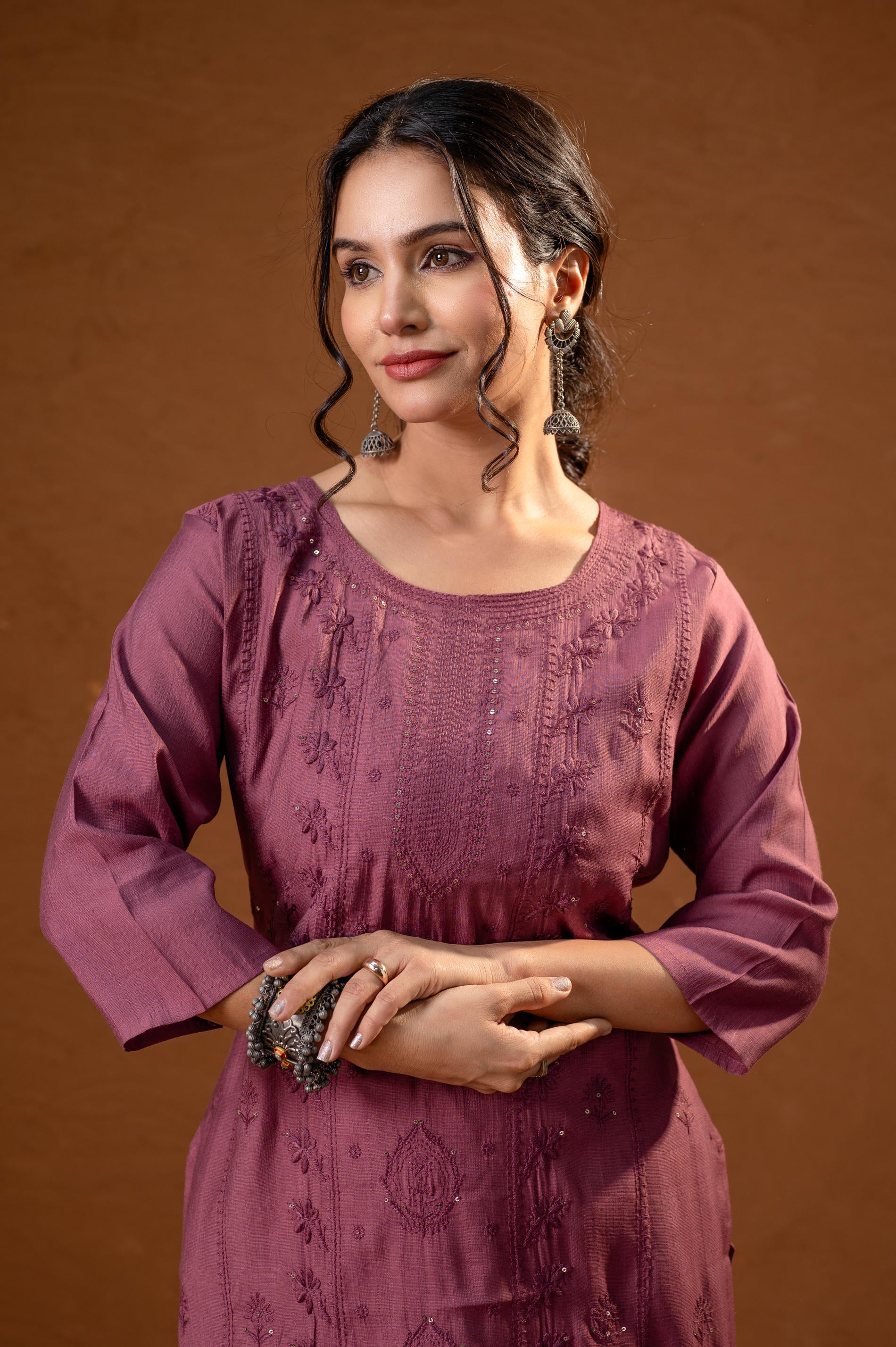 DustyPink Embroidered Kurta-P2016DUSTYPINK_ON