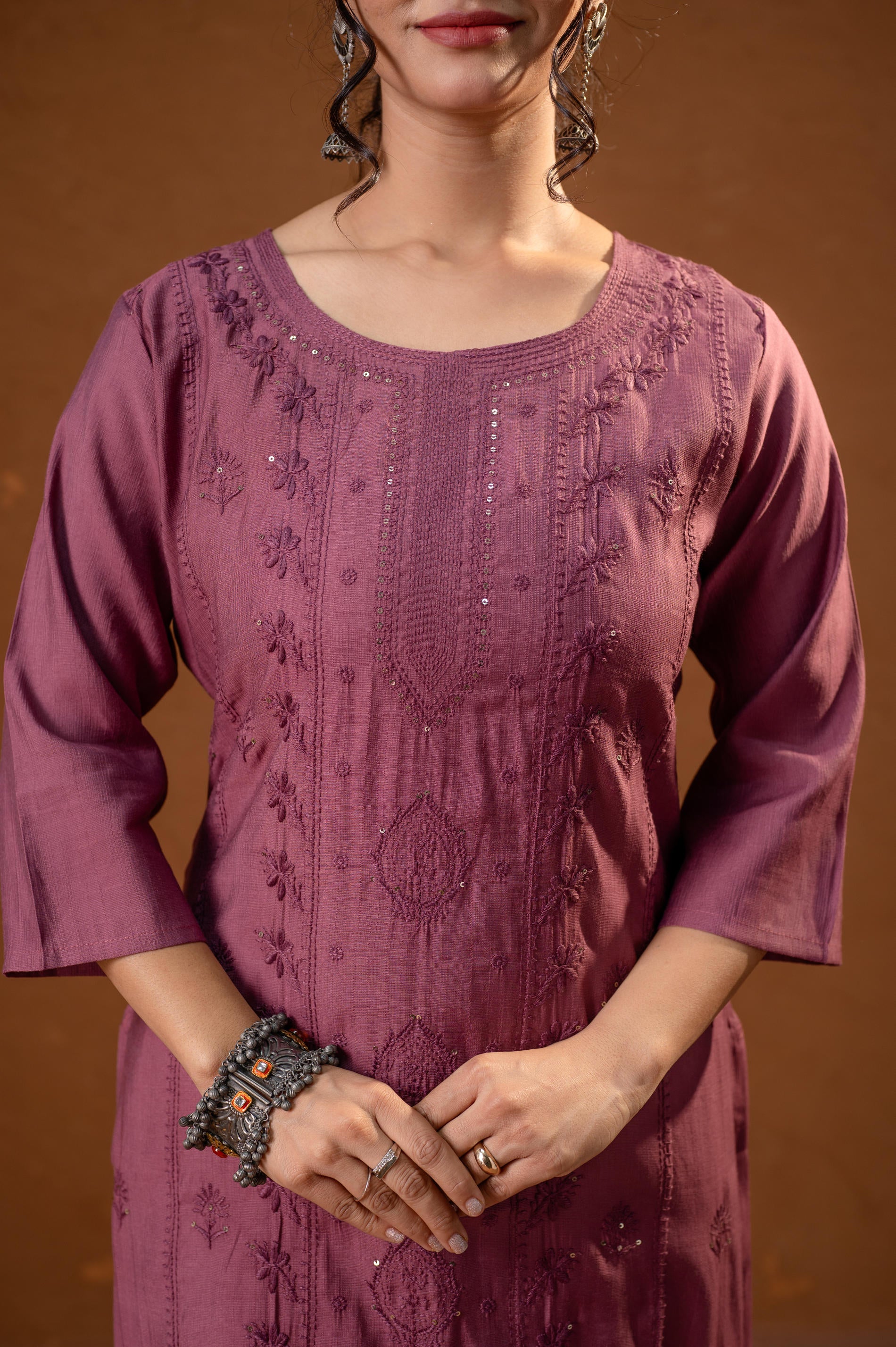 DustyPink Embroidered Kurta-P2016DUSTYPINK_ON