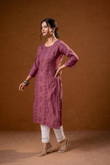 DustyPink Embroidered Kurta-P2016DUSTYPINK_ON