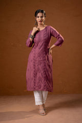 DustyPink Embroidered Kurta-P2016DUSTYPINK_ON