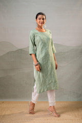 PistaGreen Embroidered Kurta-P2016PISTAGREEN_ON