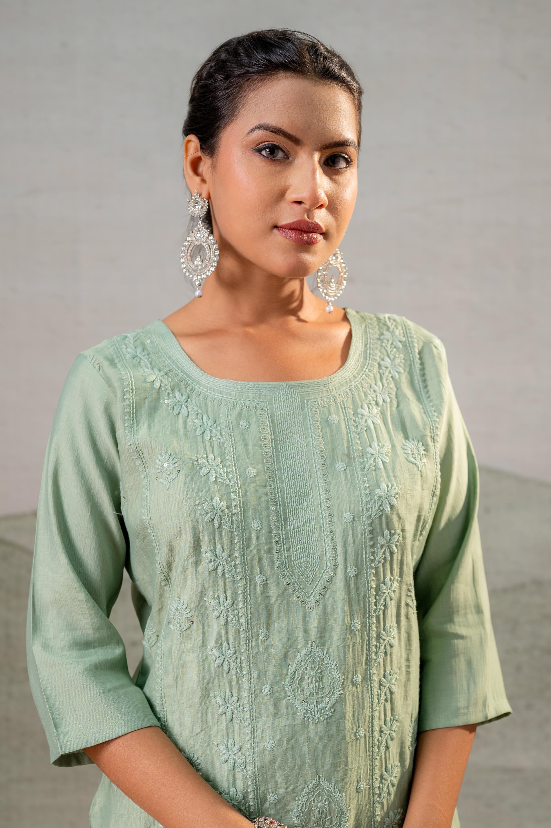 PistaGreen Embroidered Kurta-P2016PISTAGREEN_ON