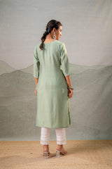 PistaGreen Embroidered Kurta-P2016PISTAGREEN_ON