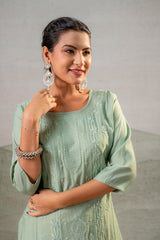 PistaGreen Embroidered Kurta-P2016PISTAGREEN_ON