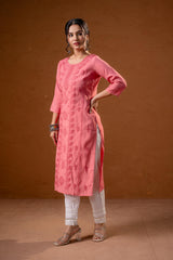 RoeGold Embroidered Kurta-P2016ROSEGOLD_ON