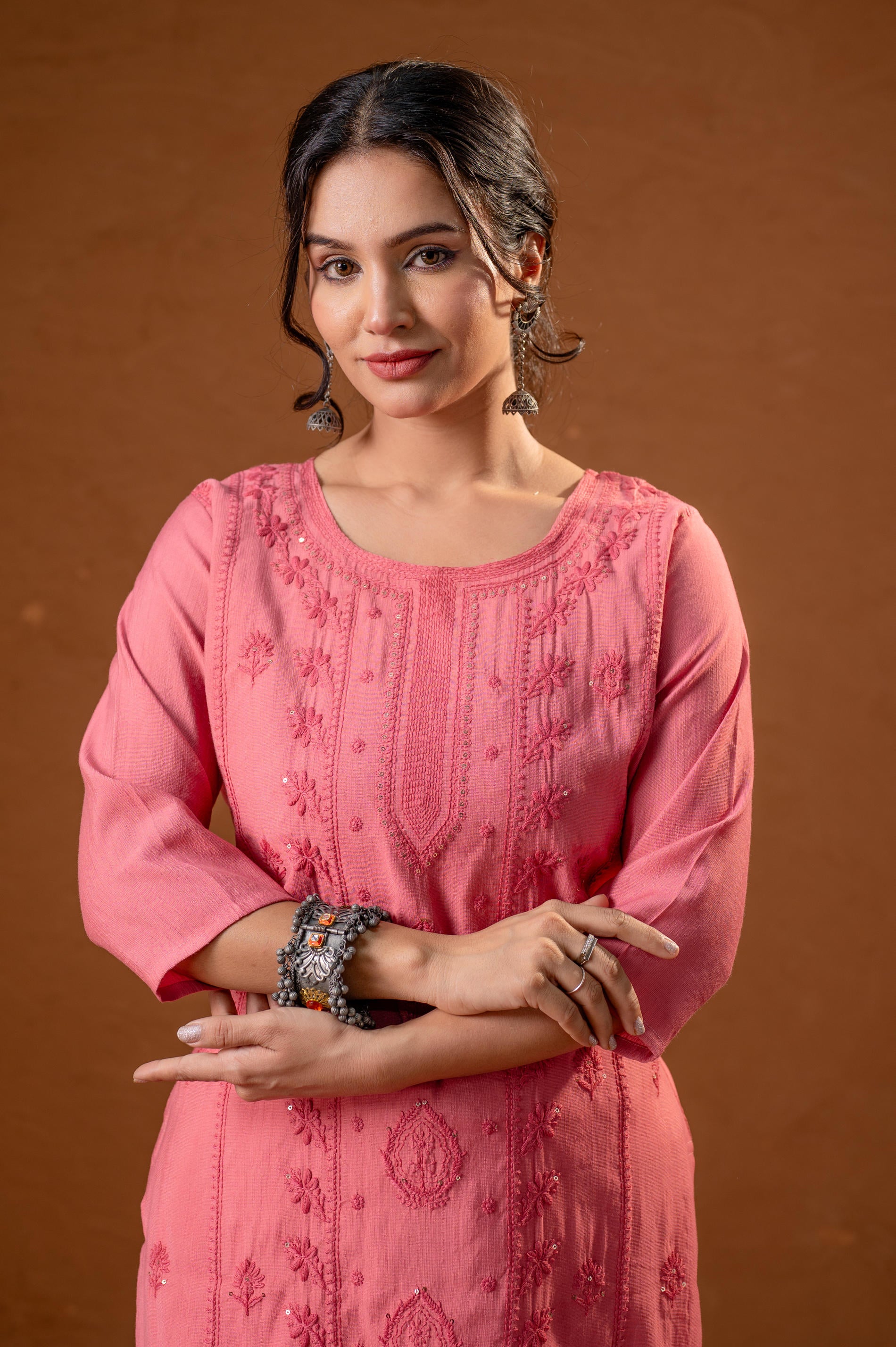 RoeGold Embroidered Kurta-P2016ROSEGOLD_ON
