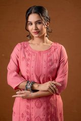 RoeGold Embroidered Kurta-P2016ROSEGOLD_ON