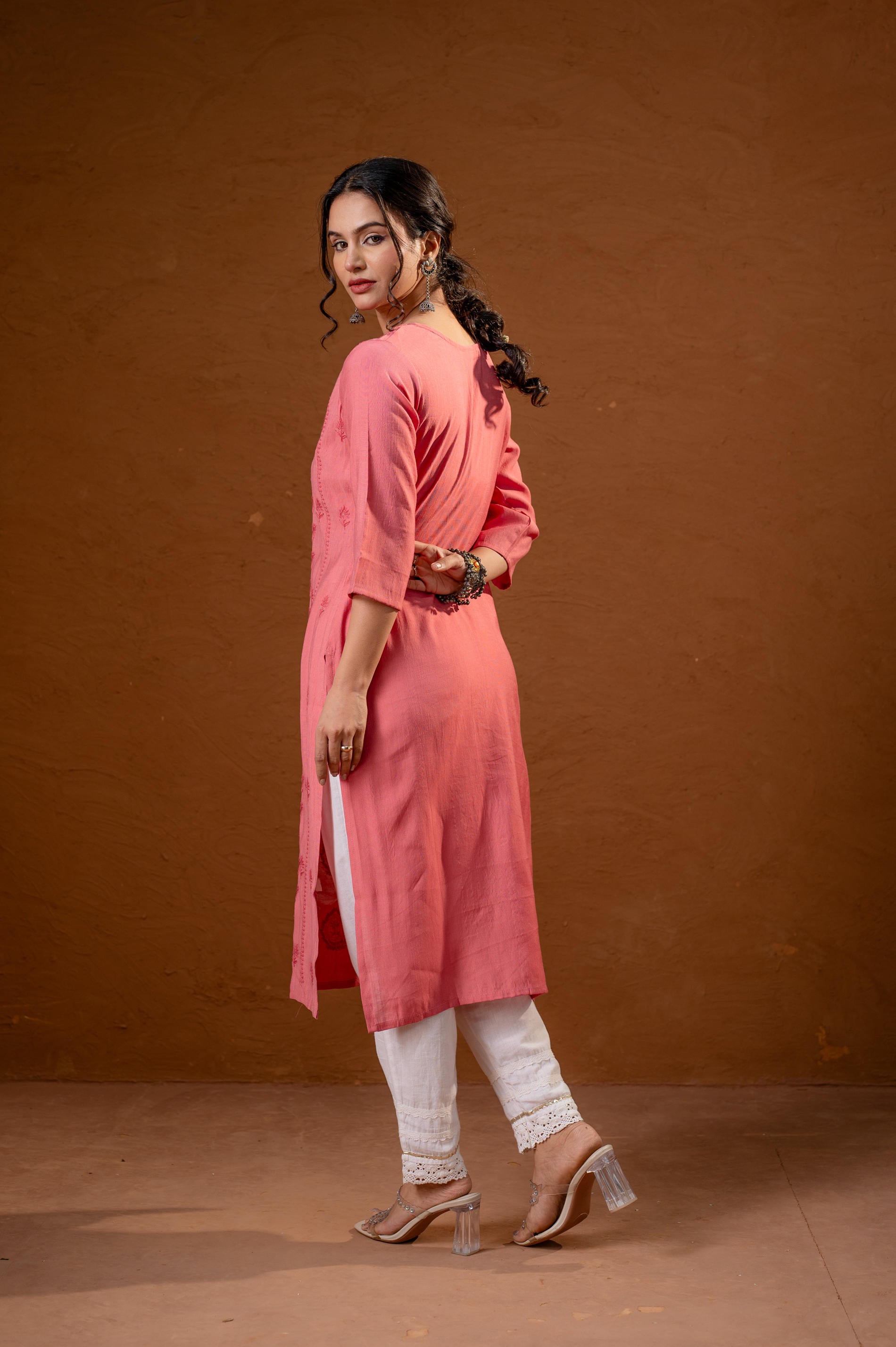 RoeGold Embroidered Kurta-P2016ROSEGOLD_ON