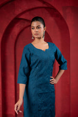 Teal Embroidered Kurta-P2016TEAL_ON