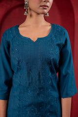 Teal Embroidered Kurta-P2016TEAL_ON