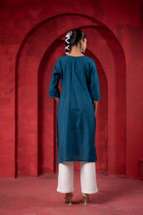 Teal Embroidered Kurta-P2016TEAL_ON