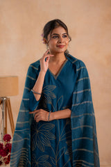 Indigo Bloom Floral Embroidered Kurta Set-P2021INDIGO_ON