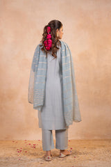 Gray Serenity Embroidered Suit Set-P2022GRAY_ON