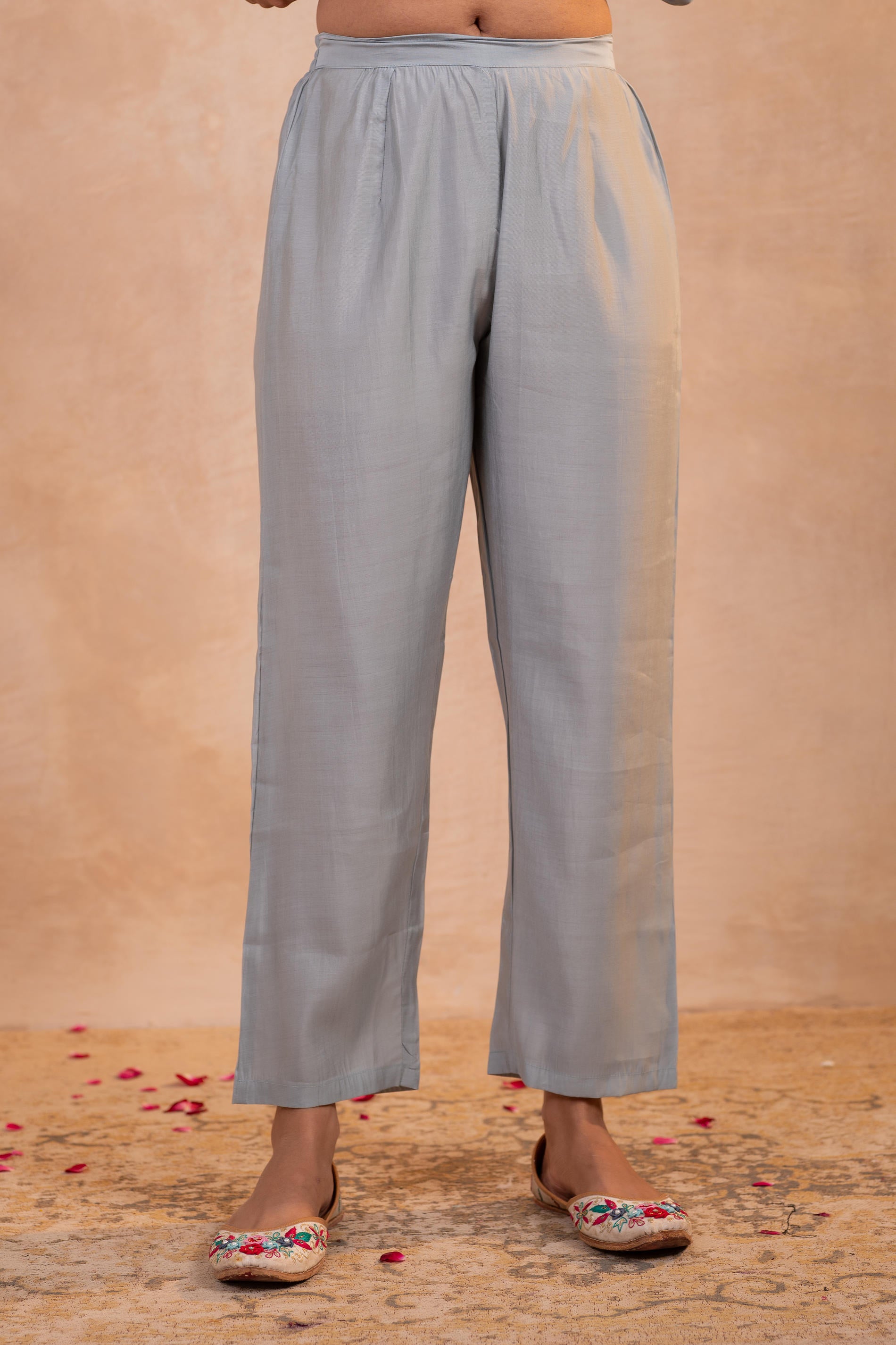 Gray Serenity Embroidered Suit Set-P2022GRAY_ON