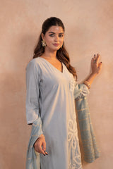 Gray Serenity Embroidered Suit Set-P2022GRAY_ON