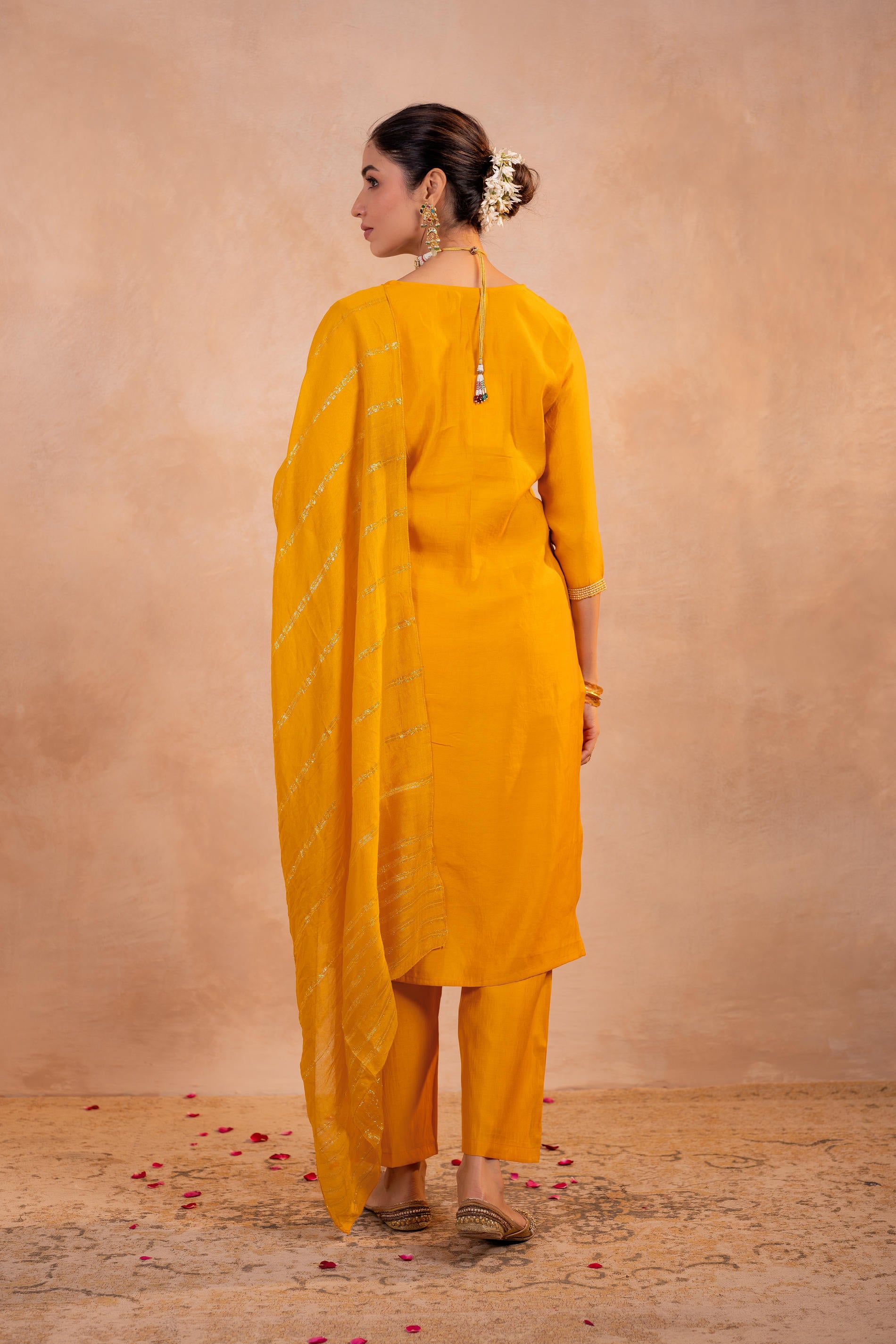 Mustard Serenity Embroidered Suit Set-P2022MUSTARD_ON