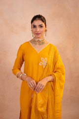 Mustard Serenity Embroidered Suit Set-P2022MUSTARD_ON