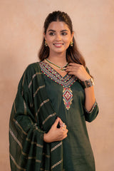 Bottle Green Serenity Embroidered Suit Set-P2023BOTTLEGREEN_ON