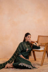 Bottle Green Serenity Embroidered Suit Set-P2023BOTTLEGREEN_ON