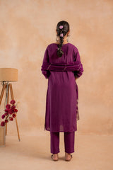 Maroon Poly Viscose Straight Kurta Pant And Dupatta Set with Zari, Thread & Sequence Work