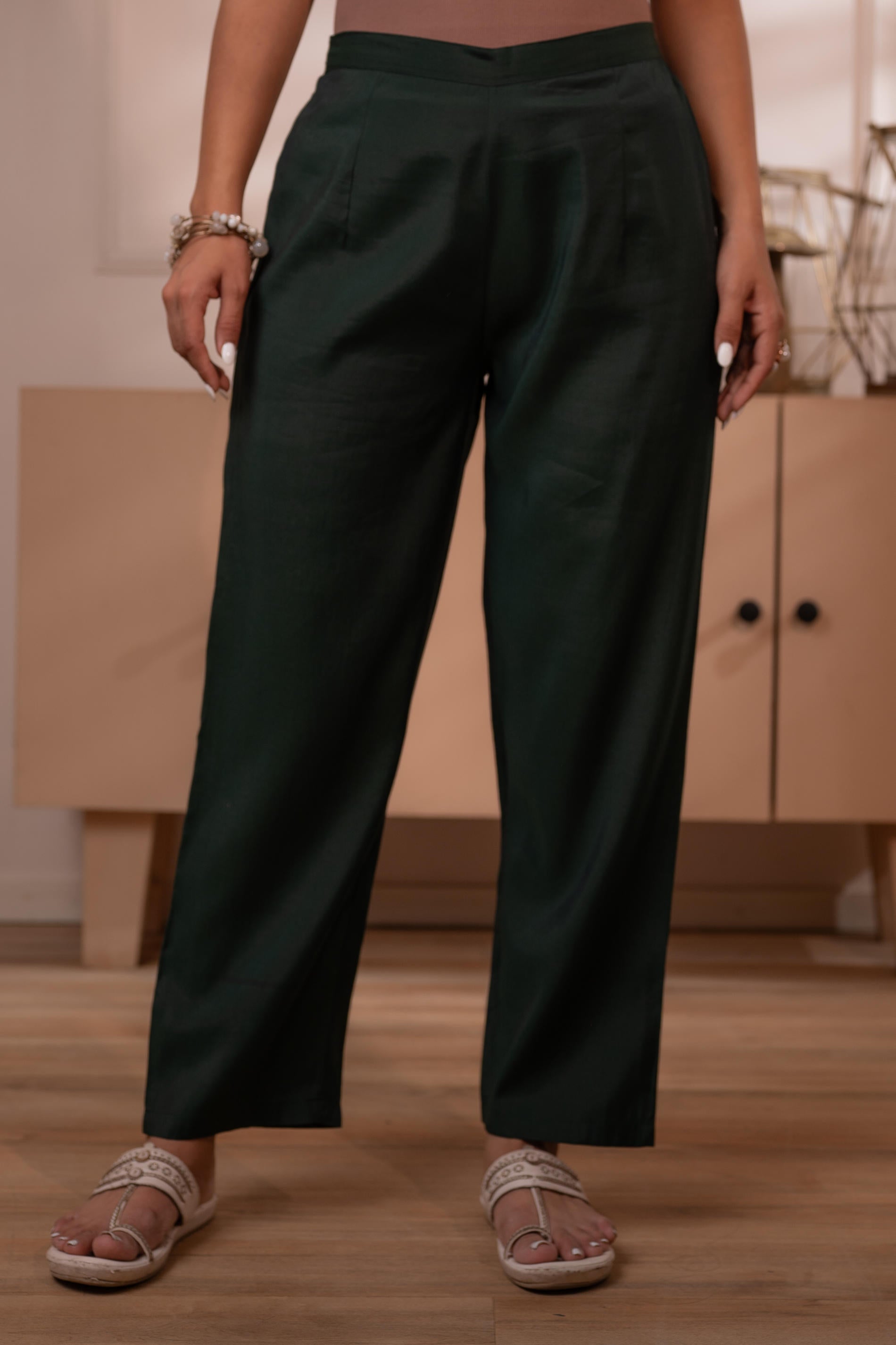 Mehandi Green Solid Embroidered Straight Kurta Pant and Dupatta Set wi